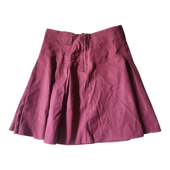 D&G Dolce & Gabbana Maroon Pleated Mini Skirt Size 26/40 Made in Italy - Picture 3 of 10
